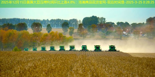 2025年12月15日美国大豆压榨利润环比上涨4.8%：浩瀚商品现货官网
