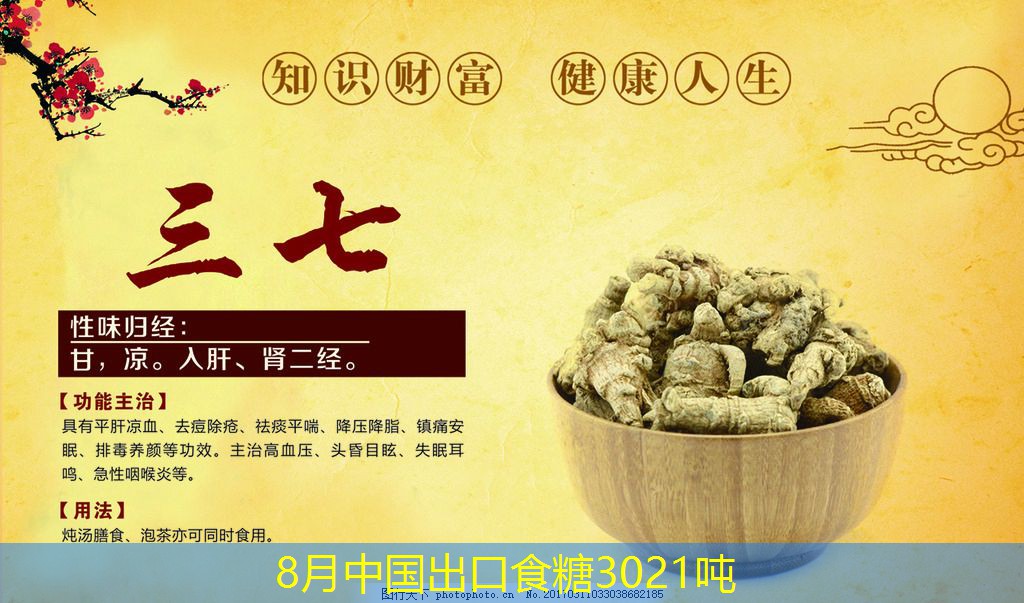 8月中国出口食糖3021吨